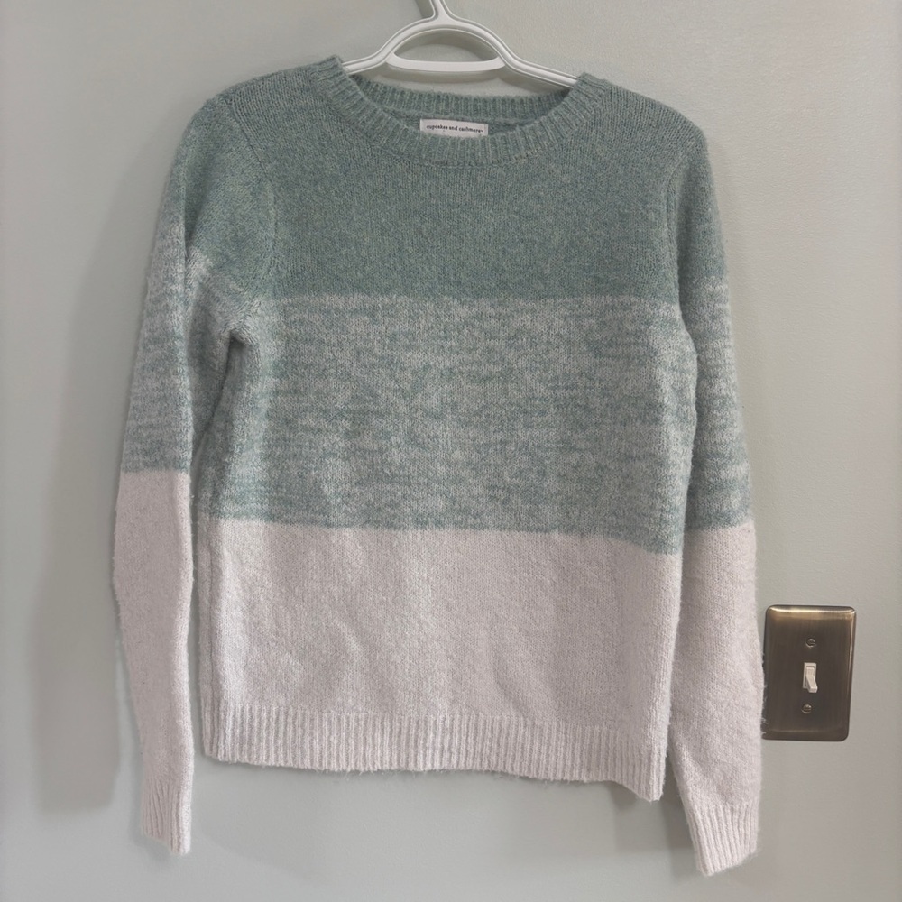 Cupcakes and Cashmere green Color-block Sweater XS